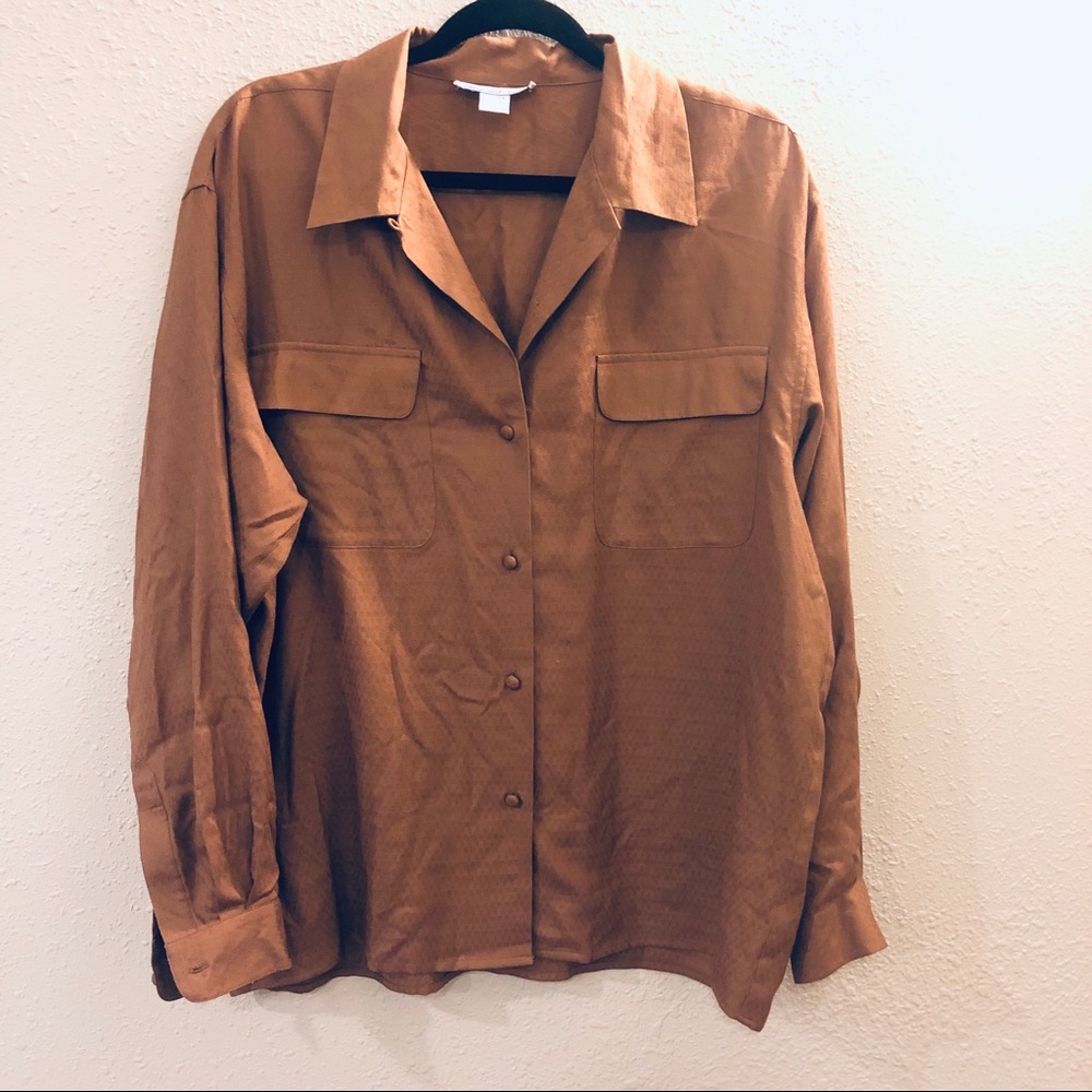 Anna and Frank- Brown textured button blouse
